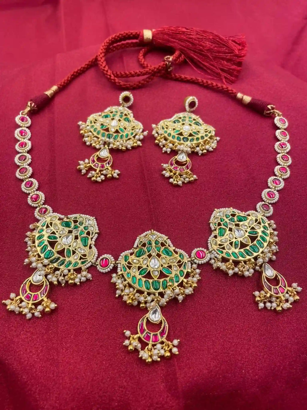 Multicolor Jadau Kundan Necklace Set – PJNS042