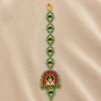 Multicolor Gold Plated Jadau Kundan MaangTeeka -PJMT006