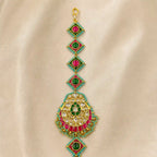 Multicolor Gold Plated Jadau Kundan MaangTeeka - PJMT007