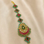 Multicolor Gold Plated Jadau Kundan MaangTeeka - PJMT007