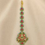 Red Color Gold Plated Jadau Kundan MaangTeeka - PJMT008