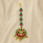 Multicolor Gold Plated  Jadau Kundan MaangTeeka - PJMT009
