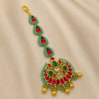 Multicolor Gold Plated  Jadau Kundan MaangTeeka - PJMT009