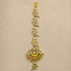 White Colour Gold Plated Jadau Kundan MaangTeeka - PJMT011