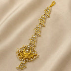 White Colour Gold Plated Jadau Kundan MaangTeeka - PJMT011