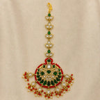 Multicolor GoldPlated Jadau Kundan MaangTeeka - PJMT013