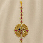 MultiColor Gold Plated Jadau Kundan MaangTeeka - PJMT015