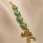 Multicolor Gold Plated Jadau Kundan MaangTeeka - PJMT018