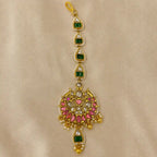 Multicolour Gold Plated Jadau Kundan MaangTeeka - PJMT020