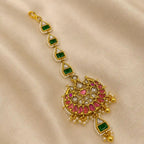 Multicolour Gold Plated Jadau Kundan MaangTeeka - PJMT020