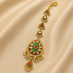 MultiColour Gold Plated Jadau Kundan  MaangTeeka - PJMT003