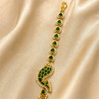Green Color Gold Plated Jadau Kundan MaangTeeka - PJMT004