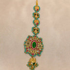 MultiColor Gold Plated Jadau Kundan MaangTeeka - PJMT-005