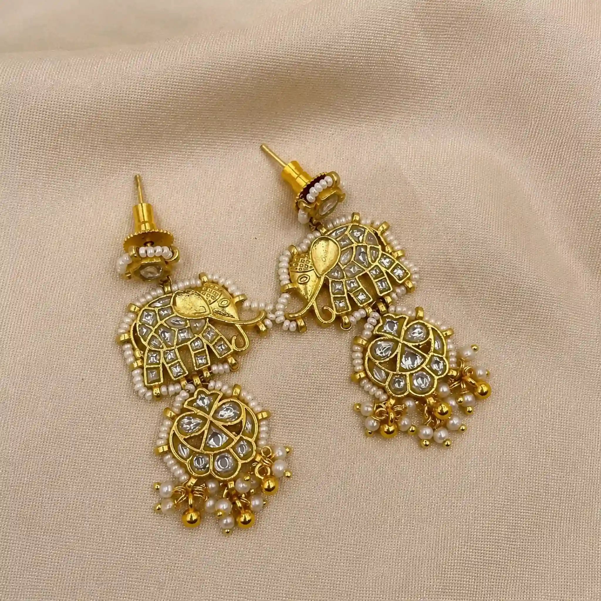 Multicolor Gold Plated Jadau Kundan  Earrings– PJER026