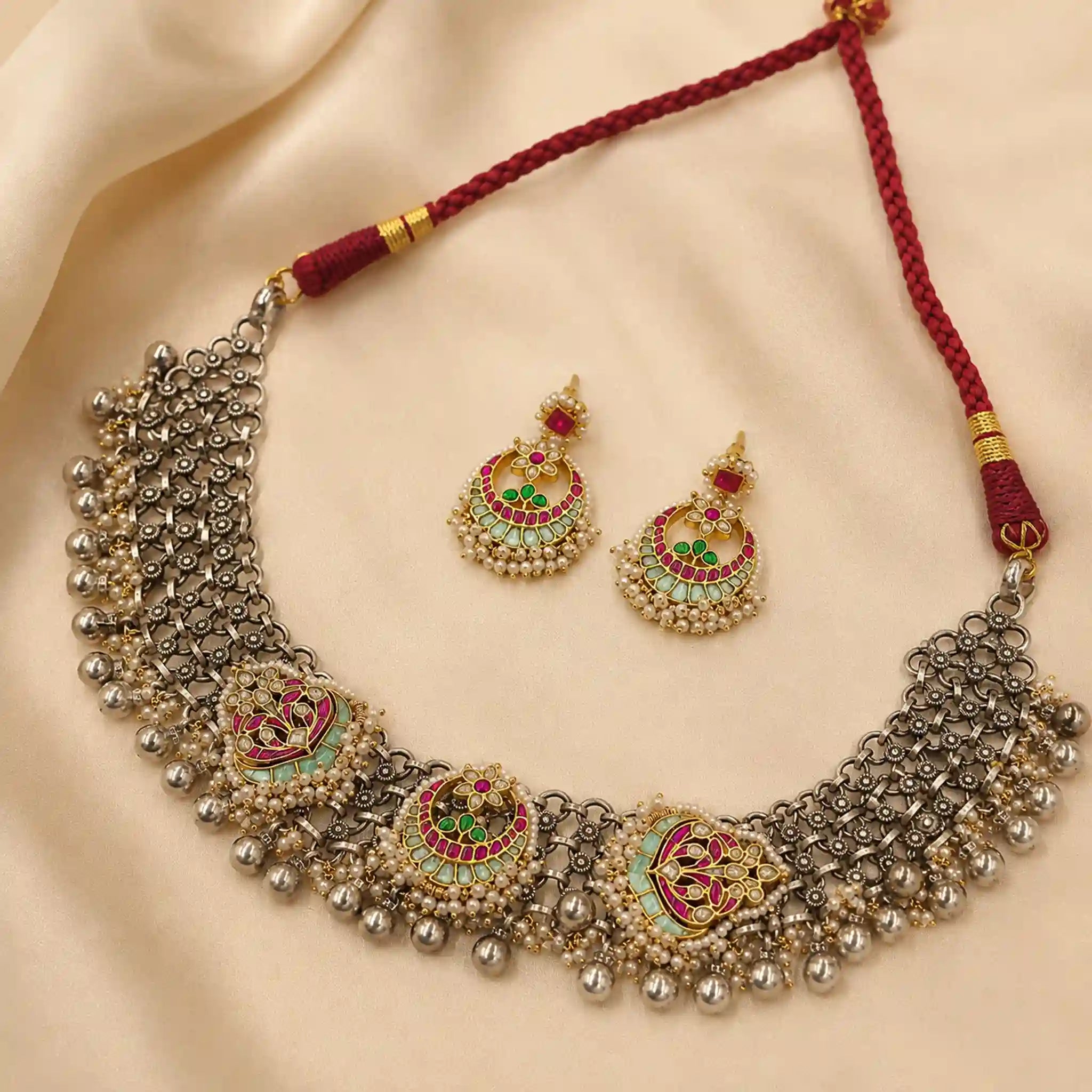 Multicolor Tribal Necklace Set - PJNT069