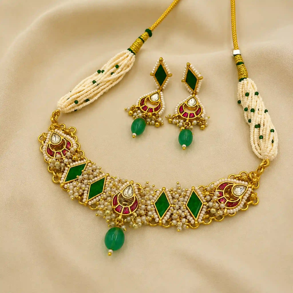 Multicolor Jadau Kundan Necklace Set– PJNS055
