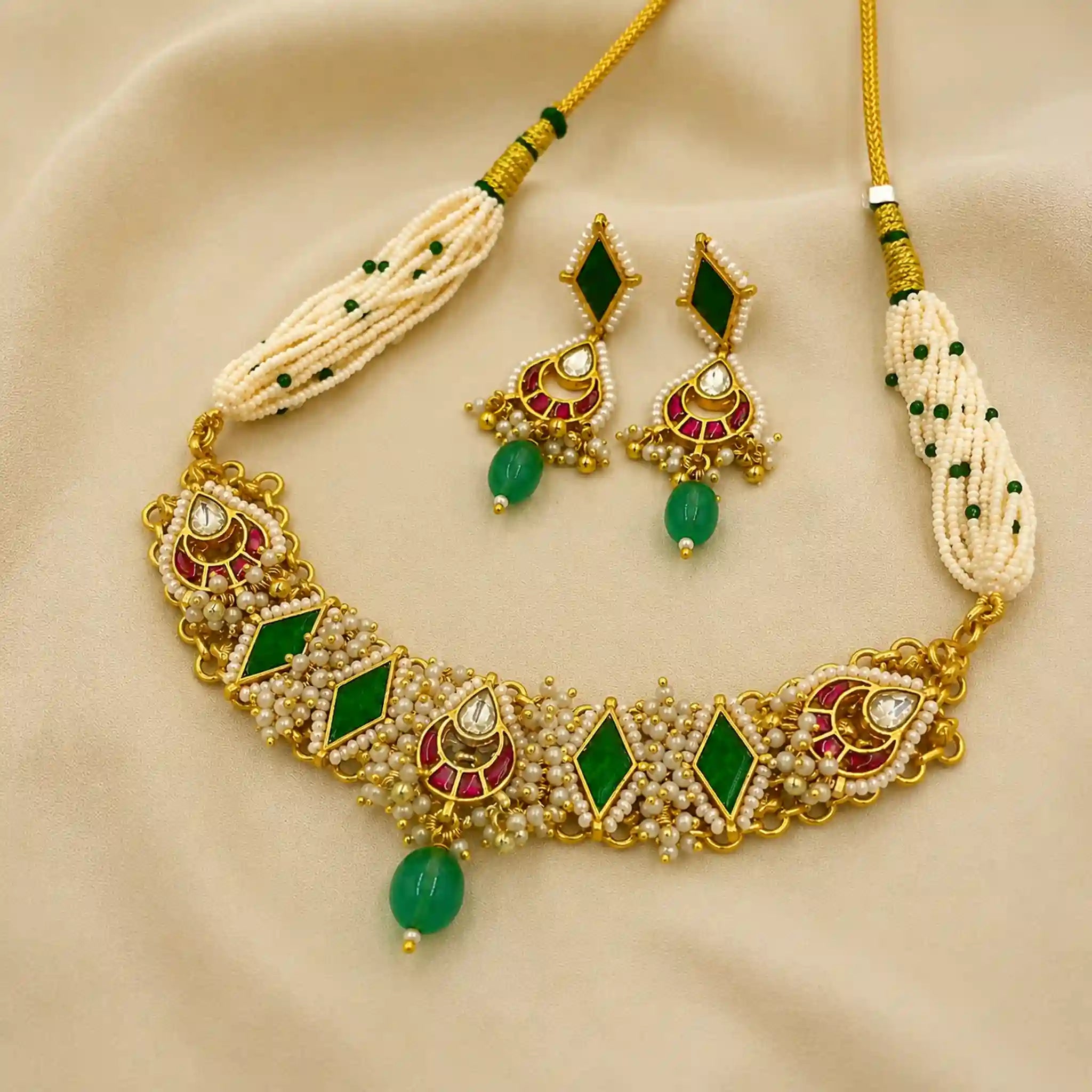 Multicolor Jadau Kundan Necklace Set– PJNS055