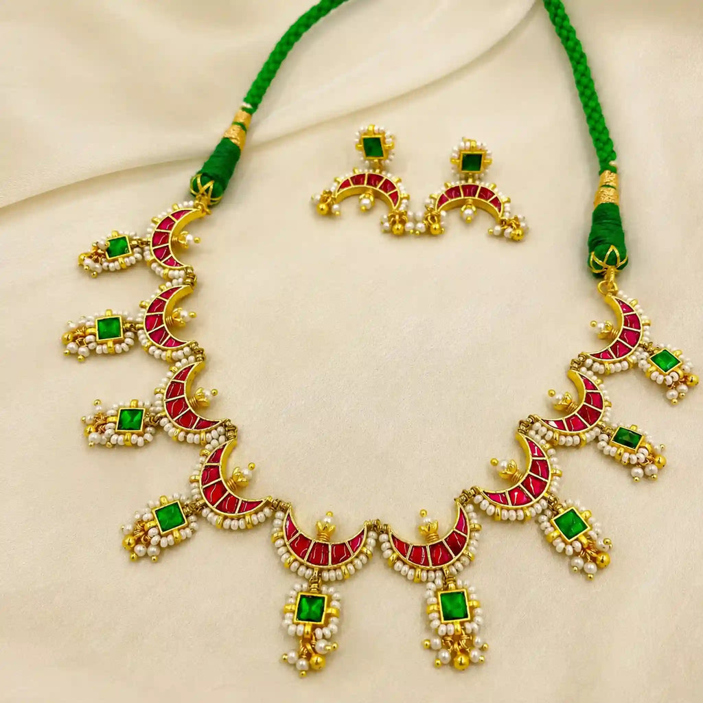 Multicolor Jadau Kundan Necklace Set – PJNS044