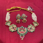 Multicolor Gold Plated Jadau Kundan Necklace Set - PJNS301