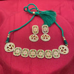 Multicolor Gold Plated Jadau Kundan Necklace Set - PJNS303