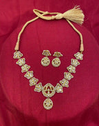 WhiteColor GoldPlated Jadau Kundan Necklace Set - PJNS311