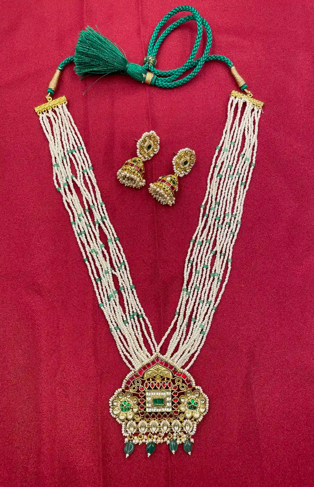 Multicolor Gold Plated Jadau Kundan Necklace Set - PJNS312