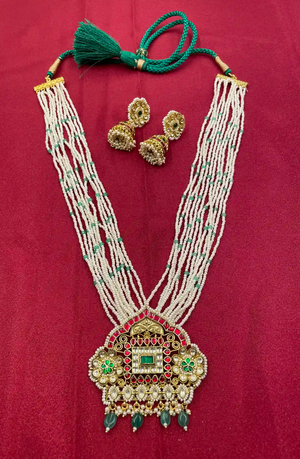 Multicolor Gold Plated Jadau Kundan Necklace Set - PJNS312