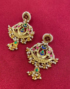 MultiColor Gold Plated Jadau Kundan  Earrings - PJER313