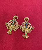 MultiColor Gold Plated Jadau Kundan  Earrings - PJER313