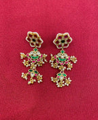 MultiColor Gold Plated  Jadau Kundan Earrings - PJER314