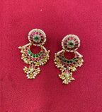 MultiColor Gold Plated Jadau kundan Earrings - PJER315