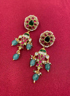 MultiColor Gold Plated Jadau Kundan Earrings - PJER316
