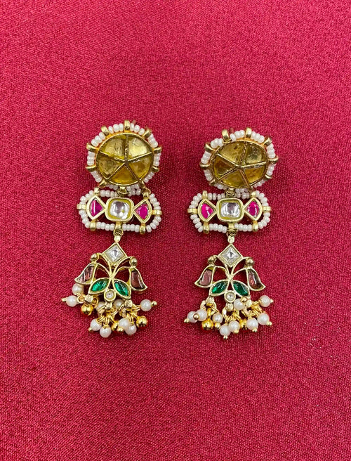 Multicolor Gold Plated Jadau Kundan  Earrings– PJER030