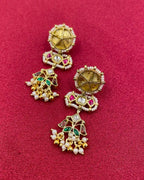 Multicolor Gold Plated Jadau Kundan  Earrings– PJER030
