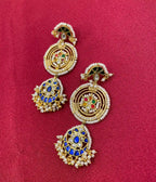 MultiColor Gold Plated Jadau Kundan Earrings - PJER318