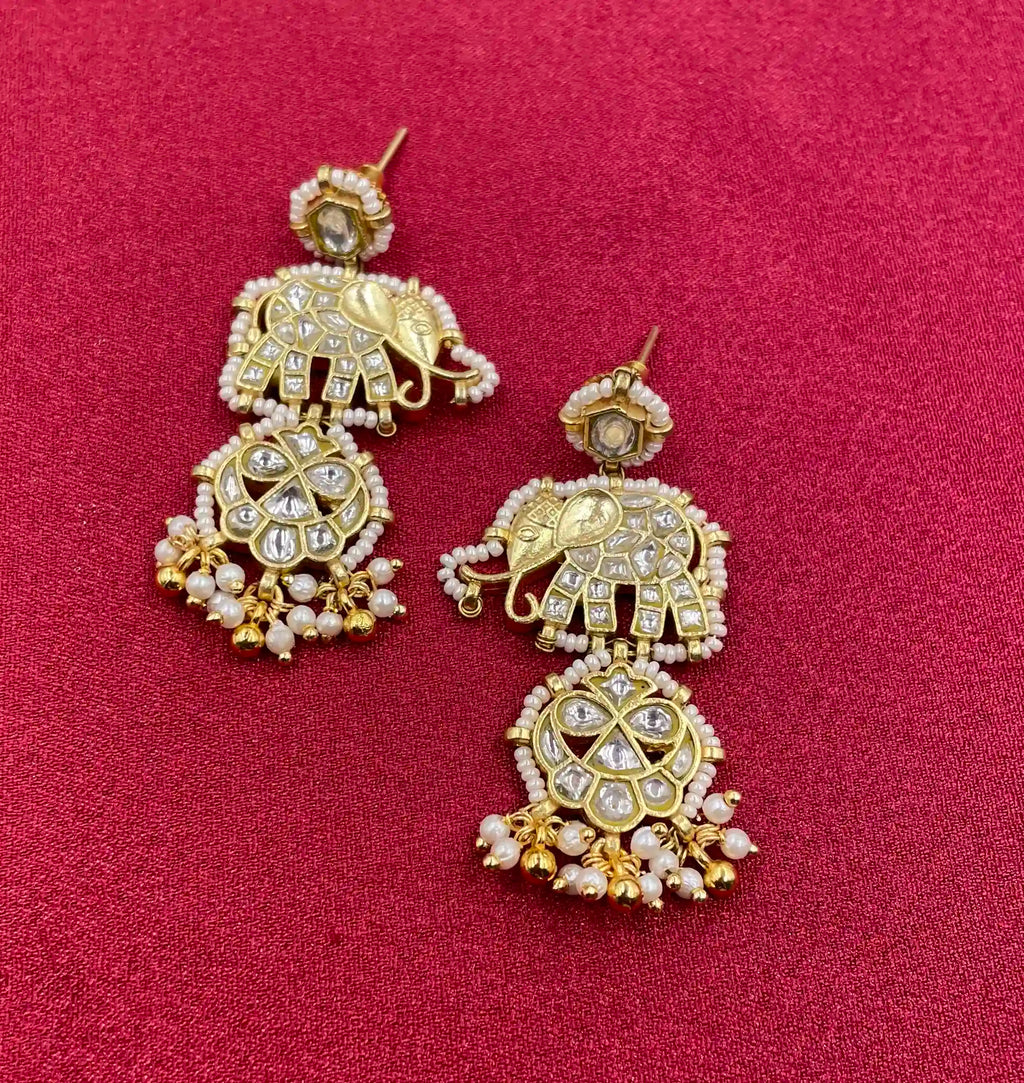 Multicolor Gold Plated Jadau Kundan  Earrings– PJER026