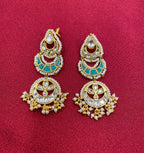 Multicolor Gold Plated Jadau Kundan  Earrings– PJER319