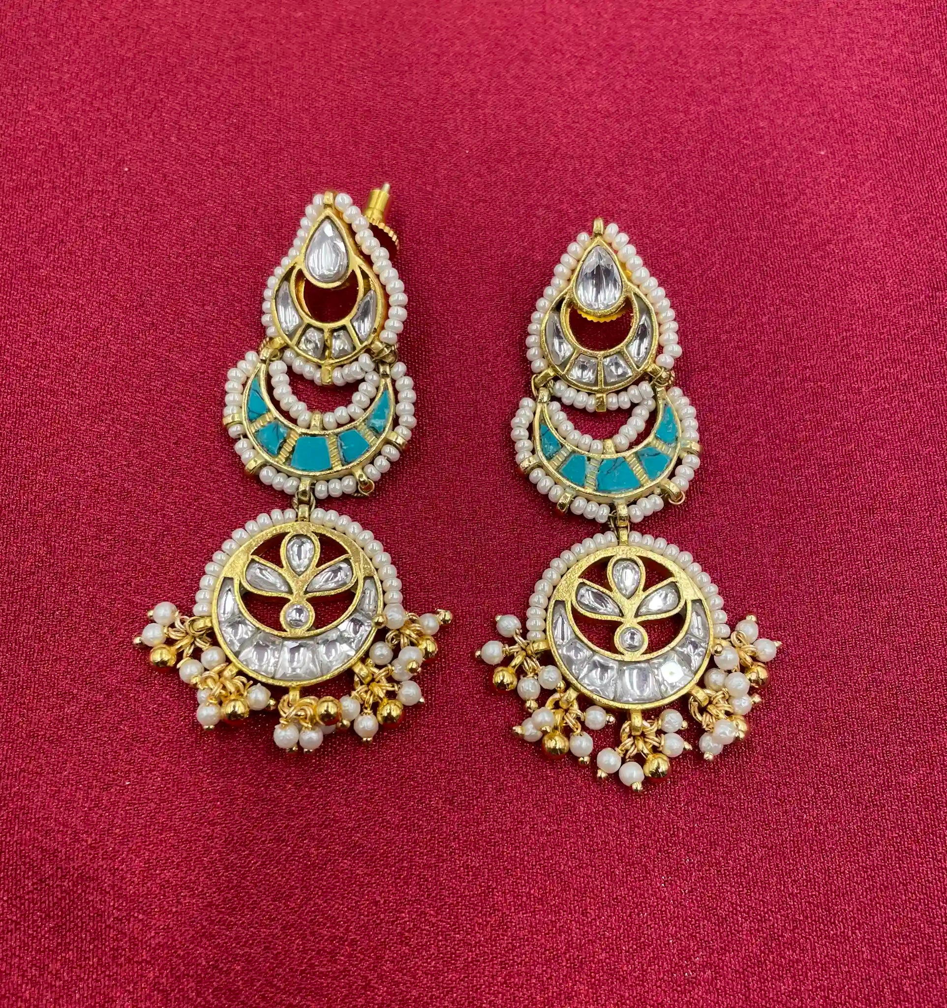Multicolor Gold Plated Jadau Kundan  Earrings– PJER319
