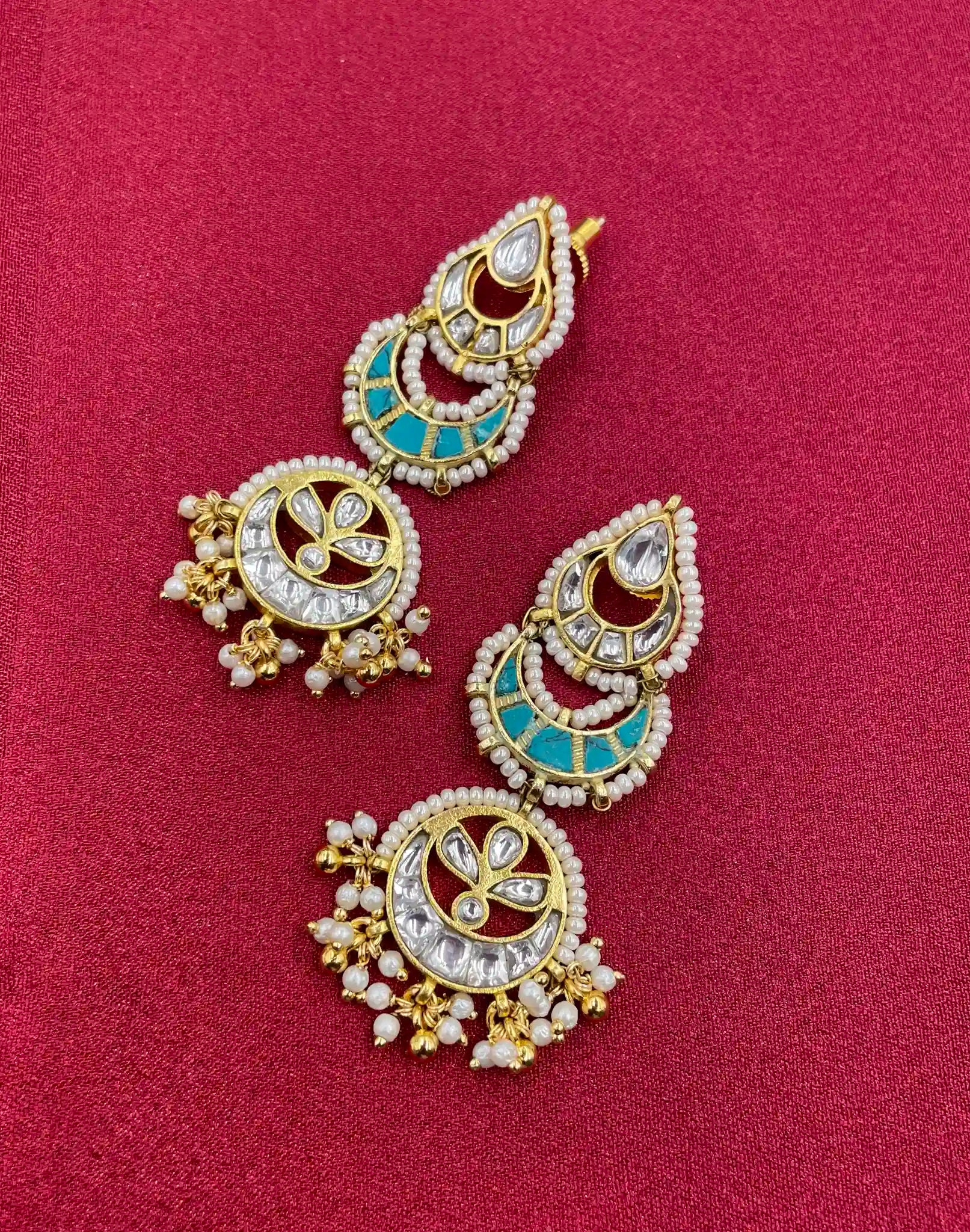 Multicolor Gold Plated Jadau Kundan  Earrings– PJER319