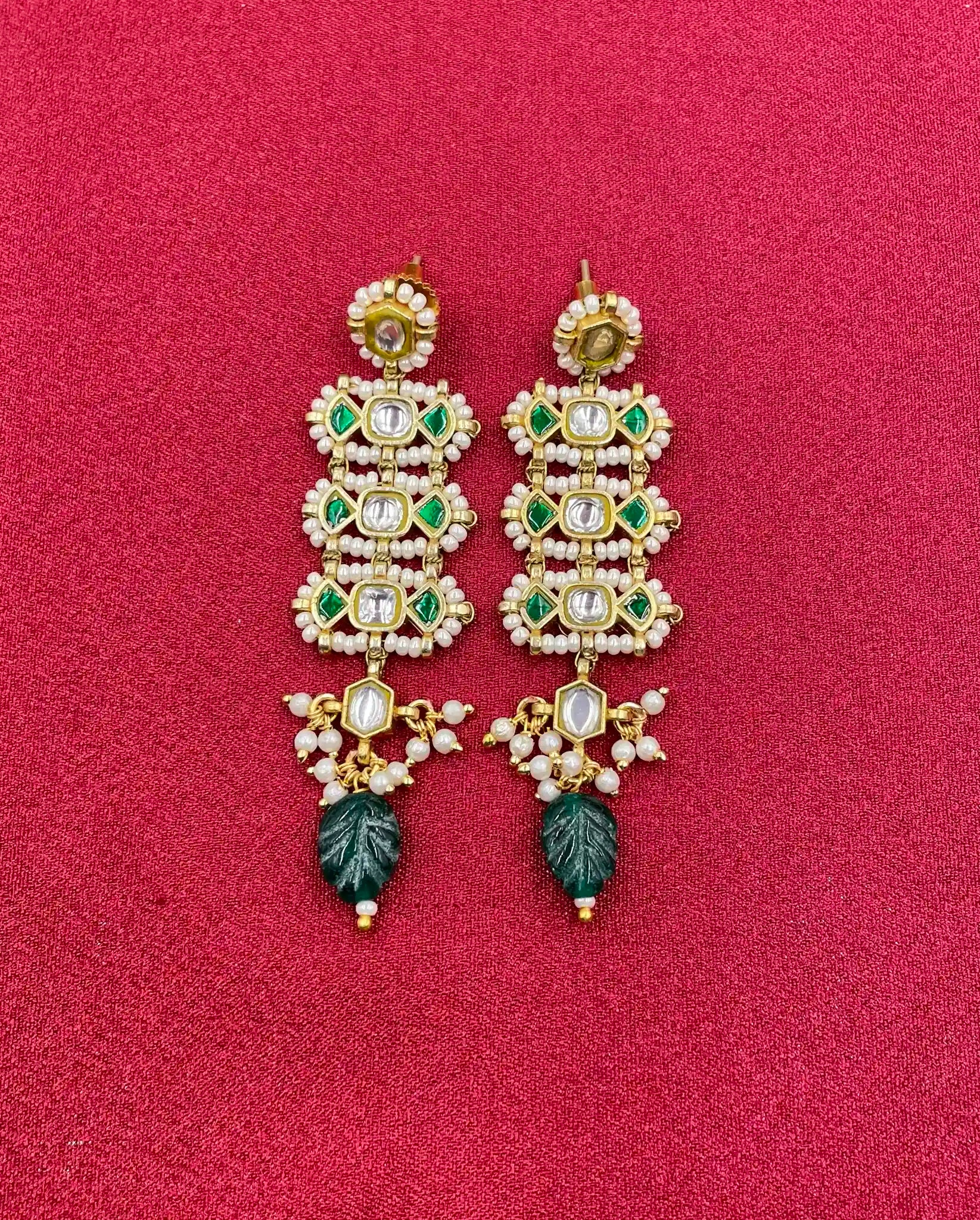Multicolor Gold Plated Jadau Kundan  Earrings– PJER322