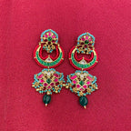 Multicolor Gold Plated Jadau Kundan  Earrings– PJER324