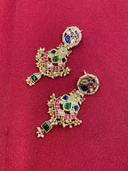 Multicolor Gold Plated Jadau Kundan  Earrings– PJER326