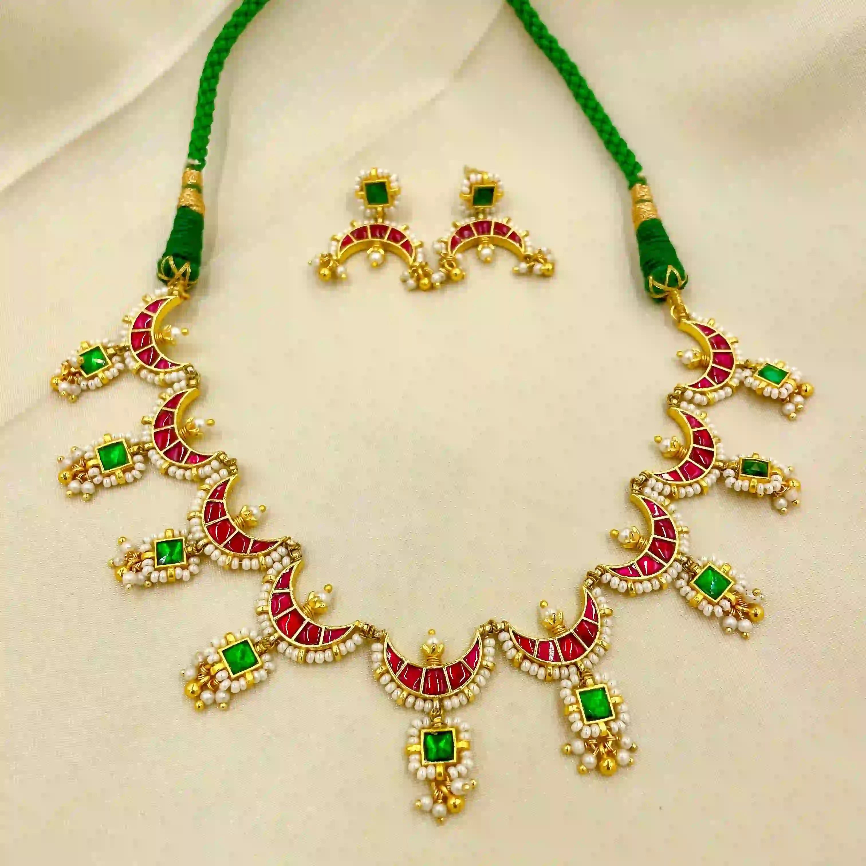 Multicolor Jadau Kundan Necklace Set – PJNS044
