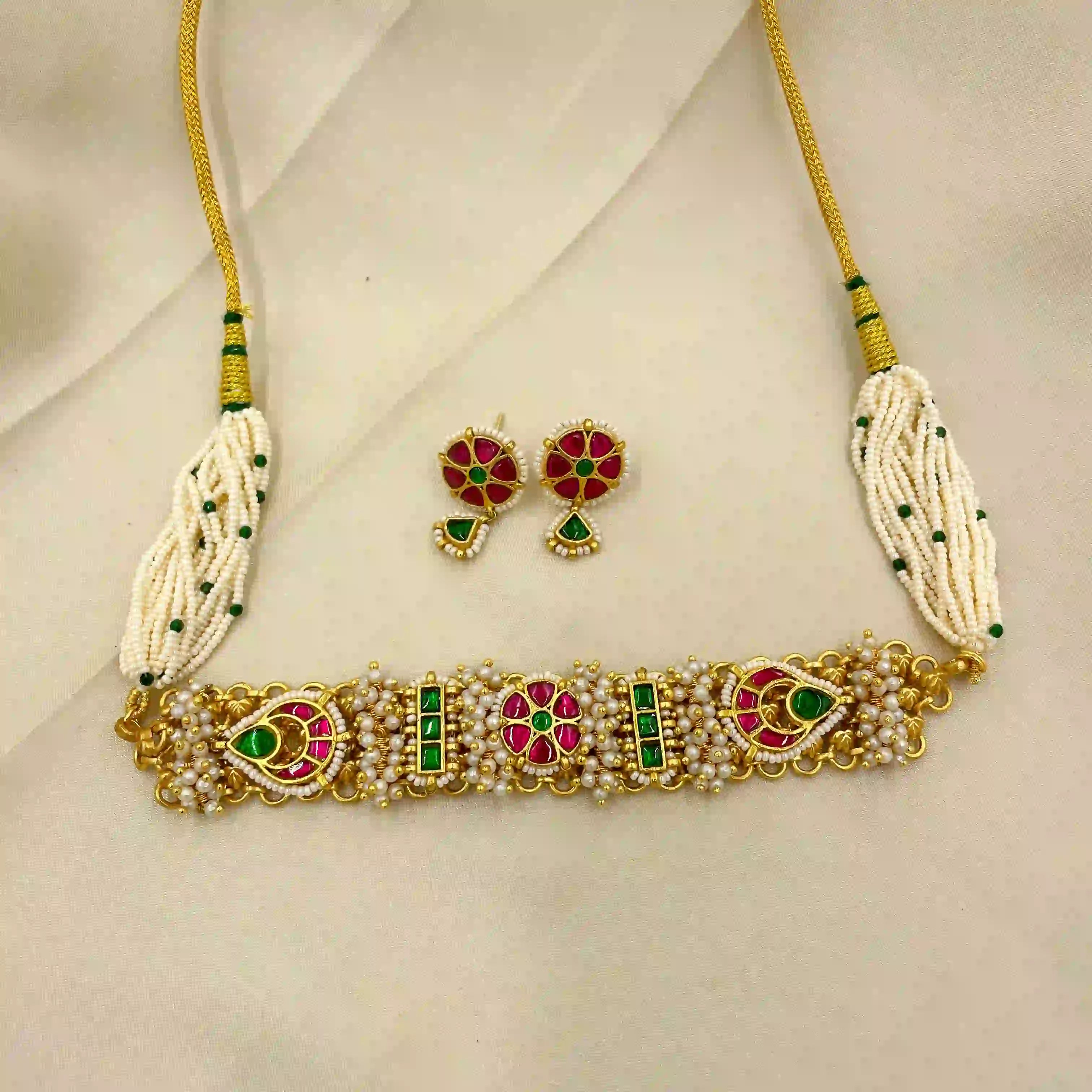 Multicolor Jadau Kundan Necklace Set– PJNS048