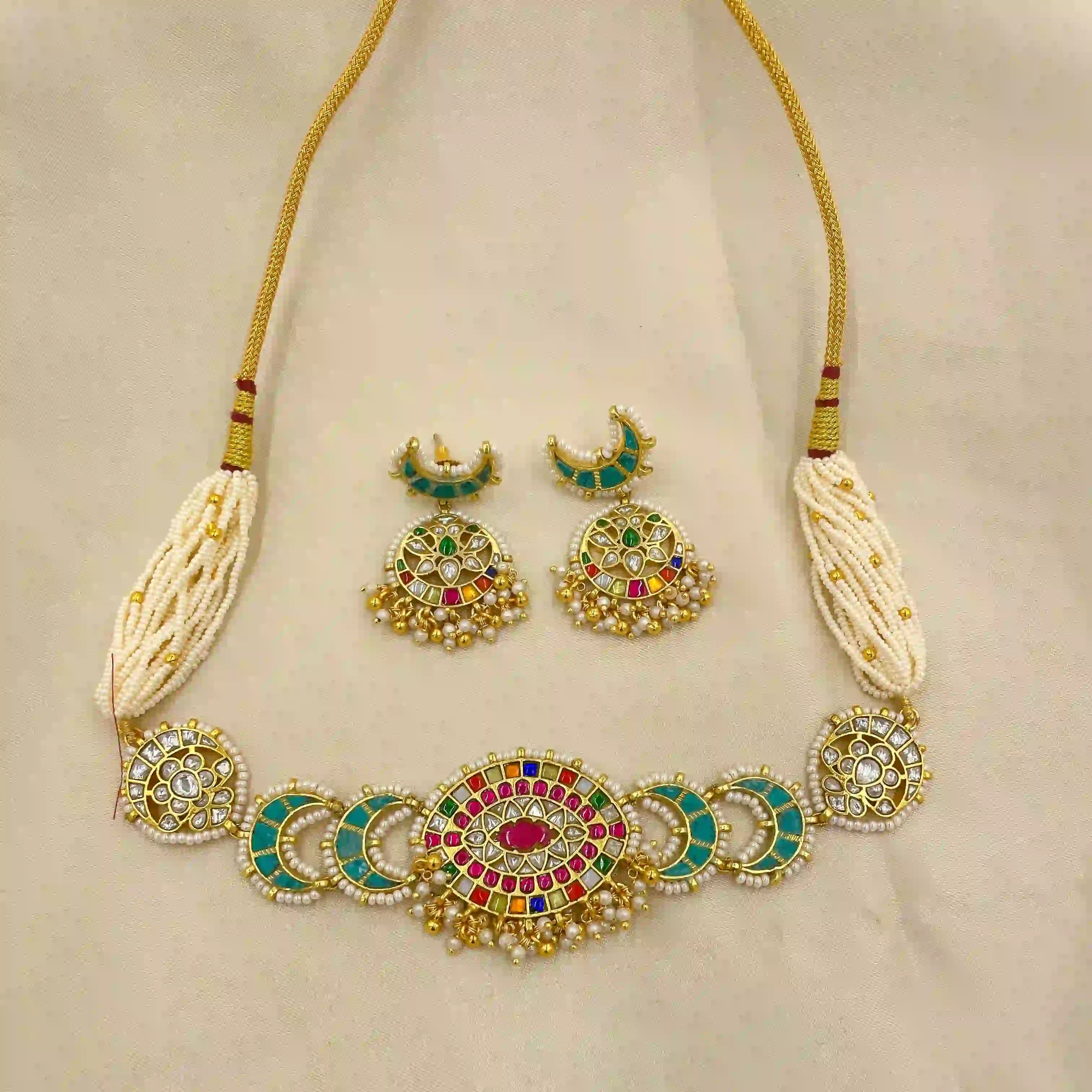 Multicolor Jadau Kundan Necklace Set– PJNS058