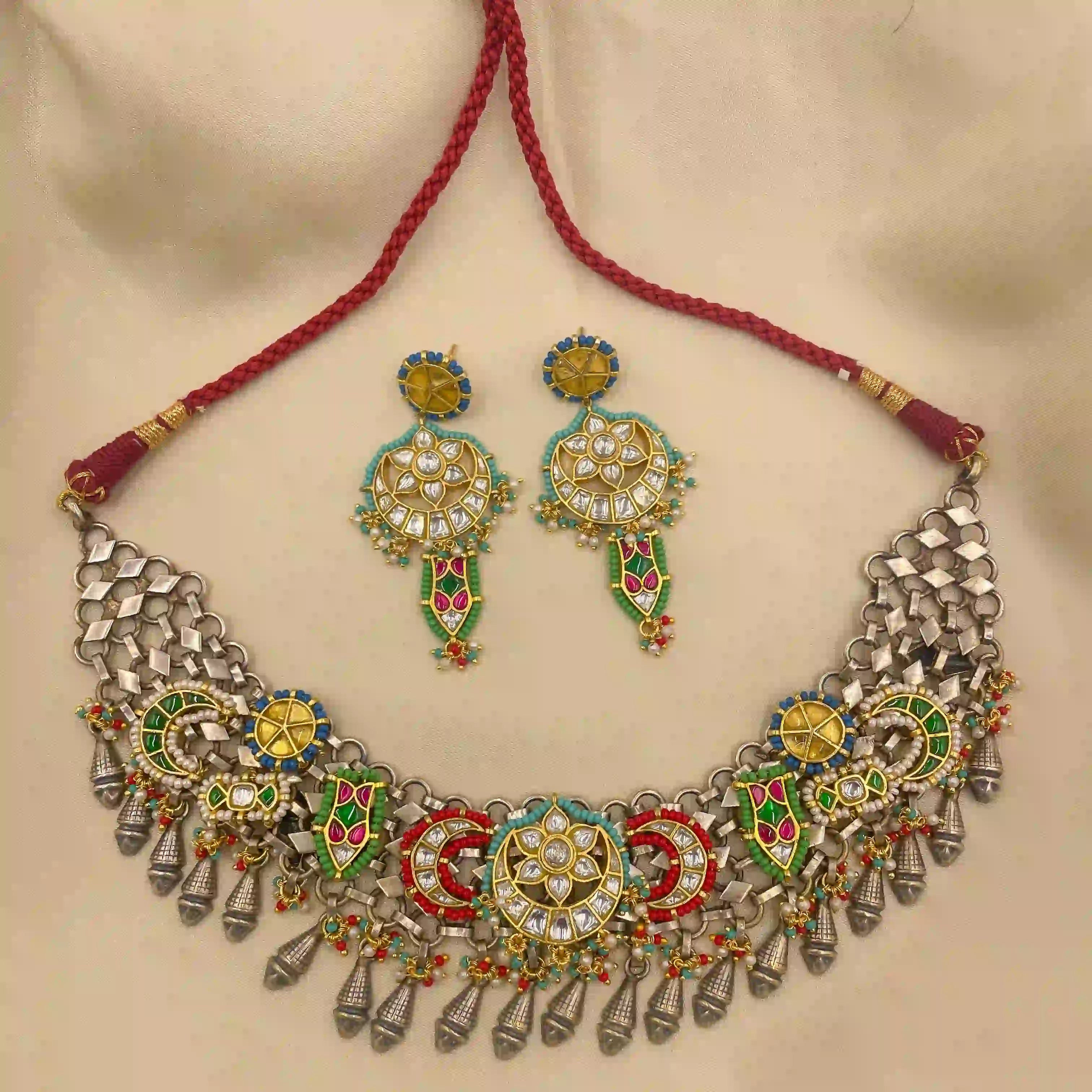 Multicolor Tribal Necklace Set - PJNT071