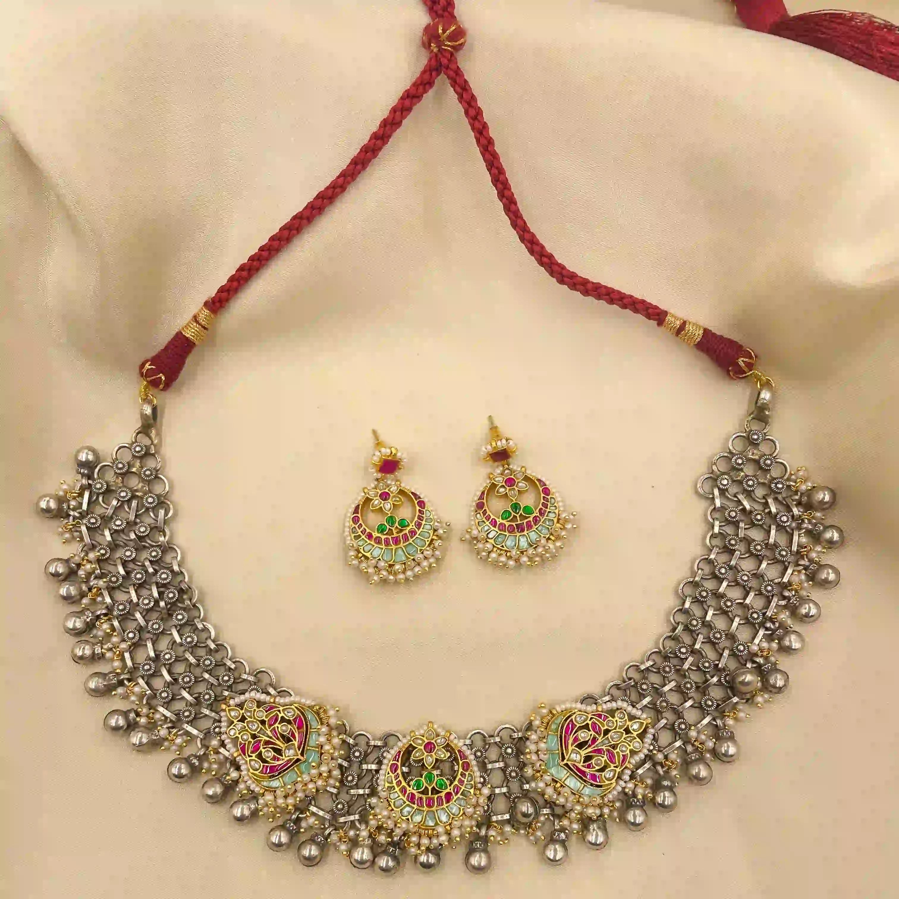 Multicolor Tribal Necklace Set - PJNT069