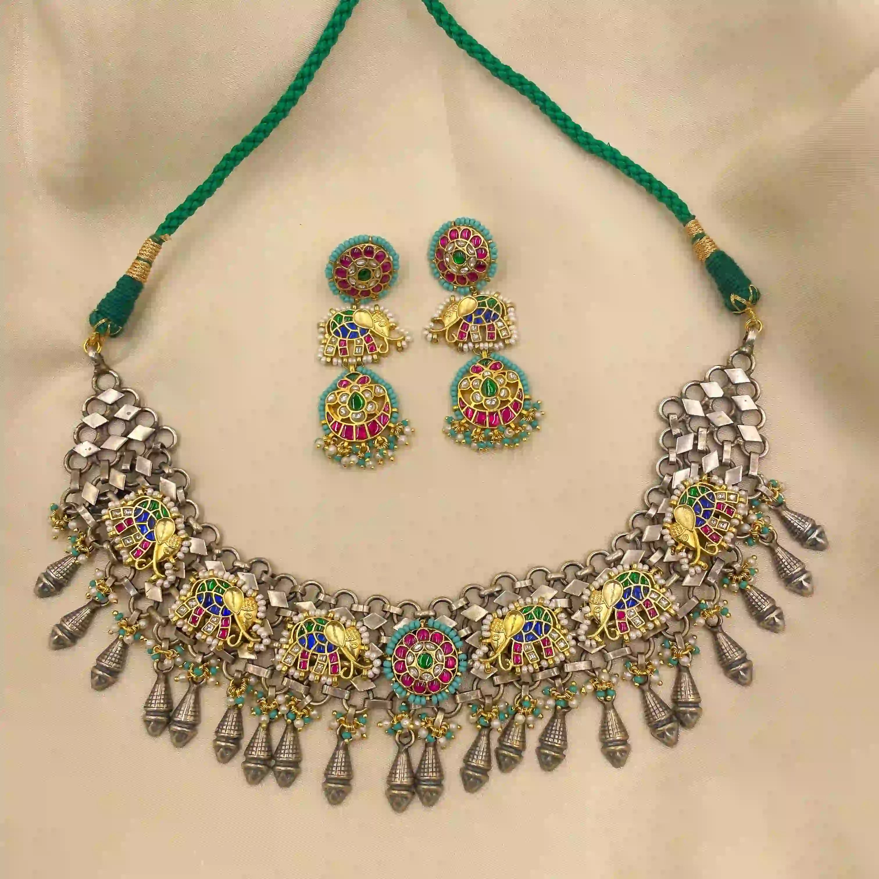 Multicolor Tribal Necklace Set - PJNT068
