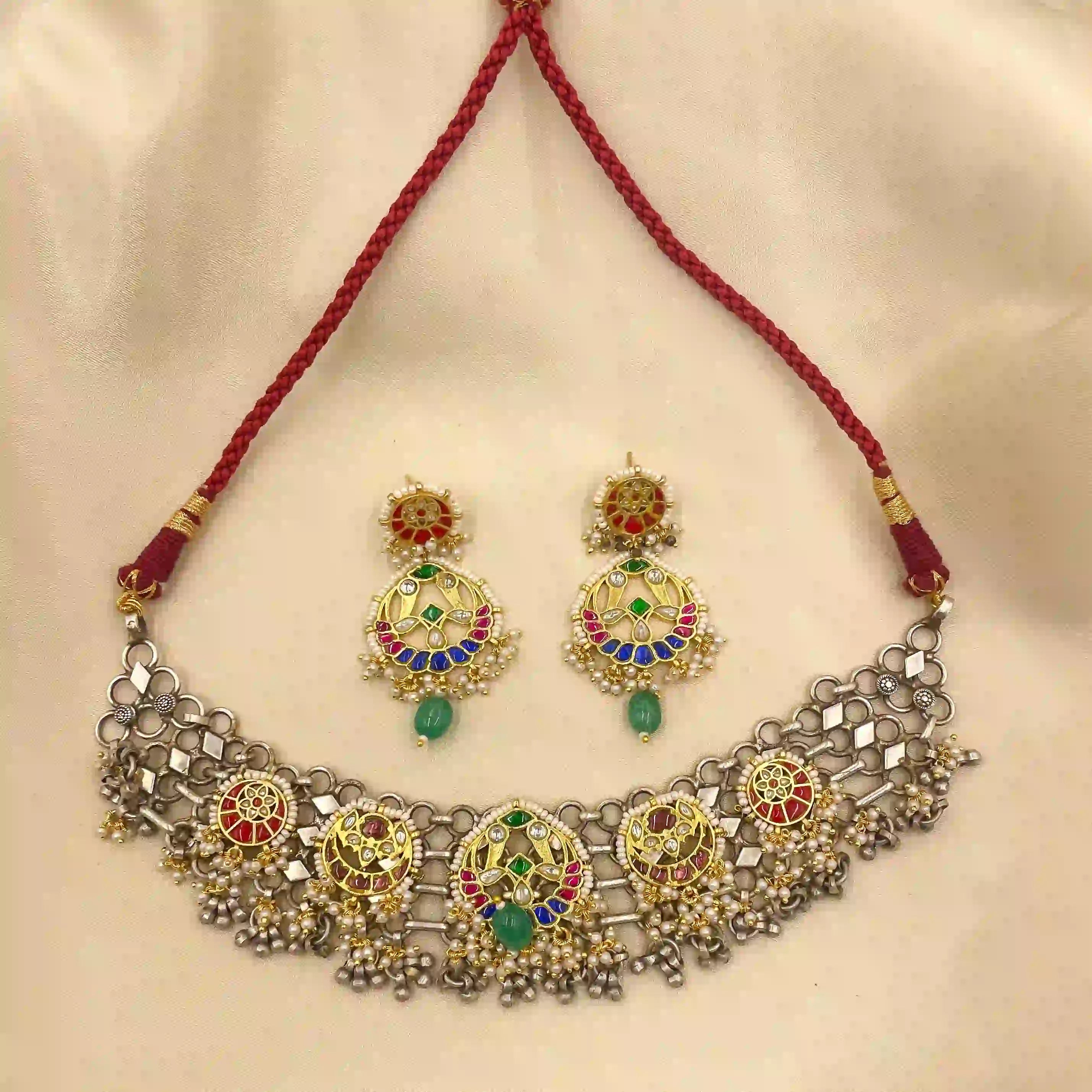 Multicolor Tribal Necklace Set - PJNT067