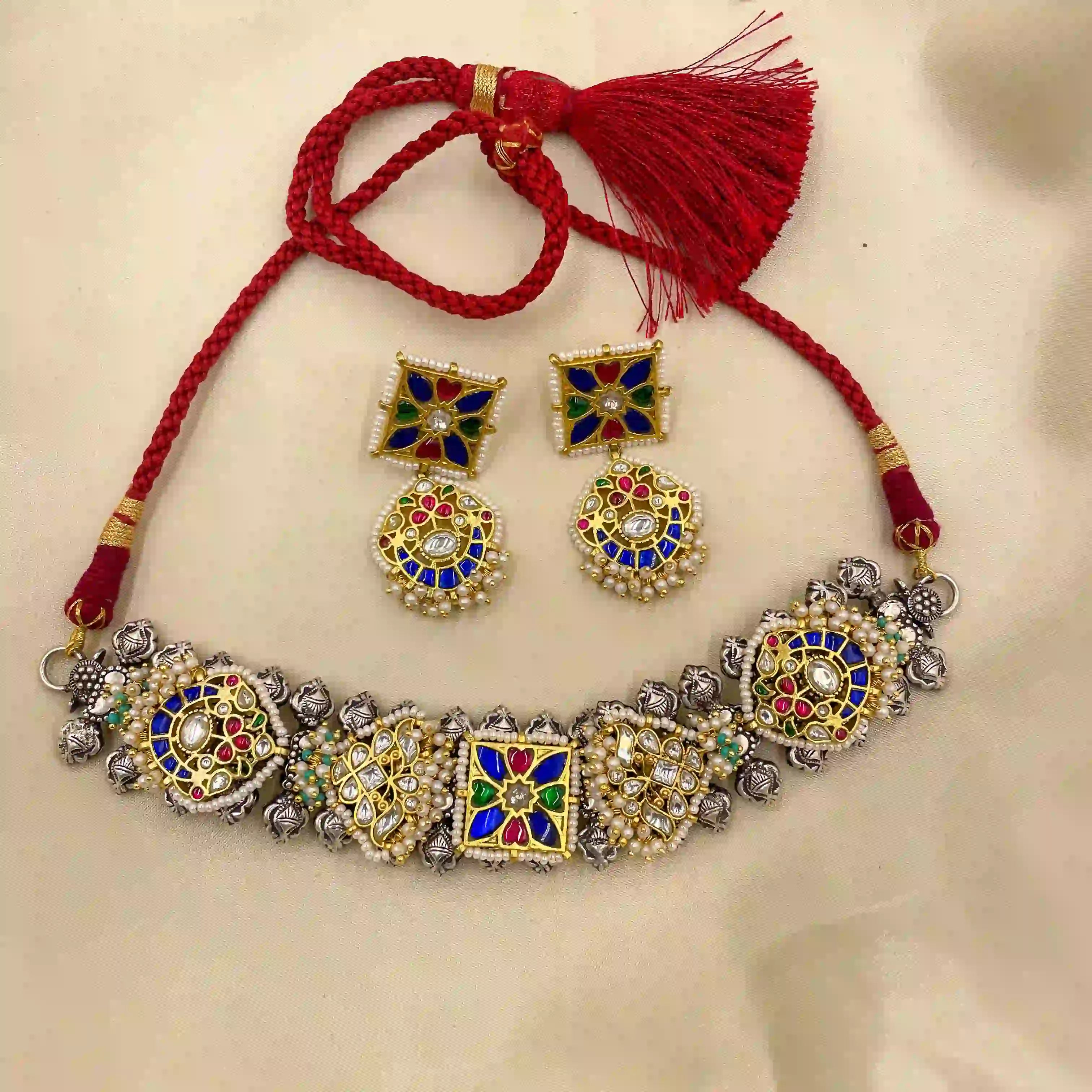 Multicolor Tribal Necklace Set - PJNT062